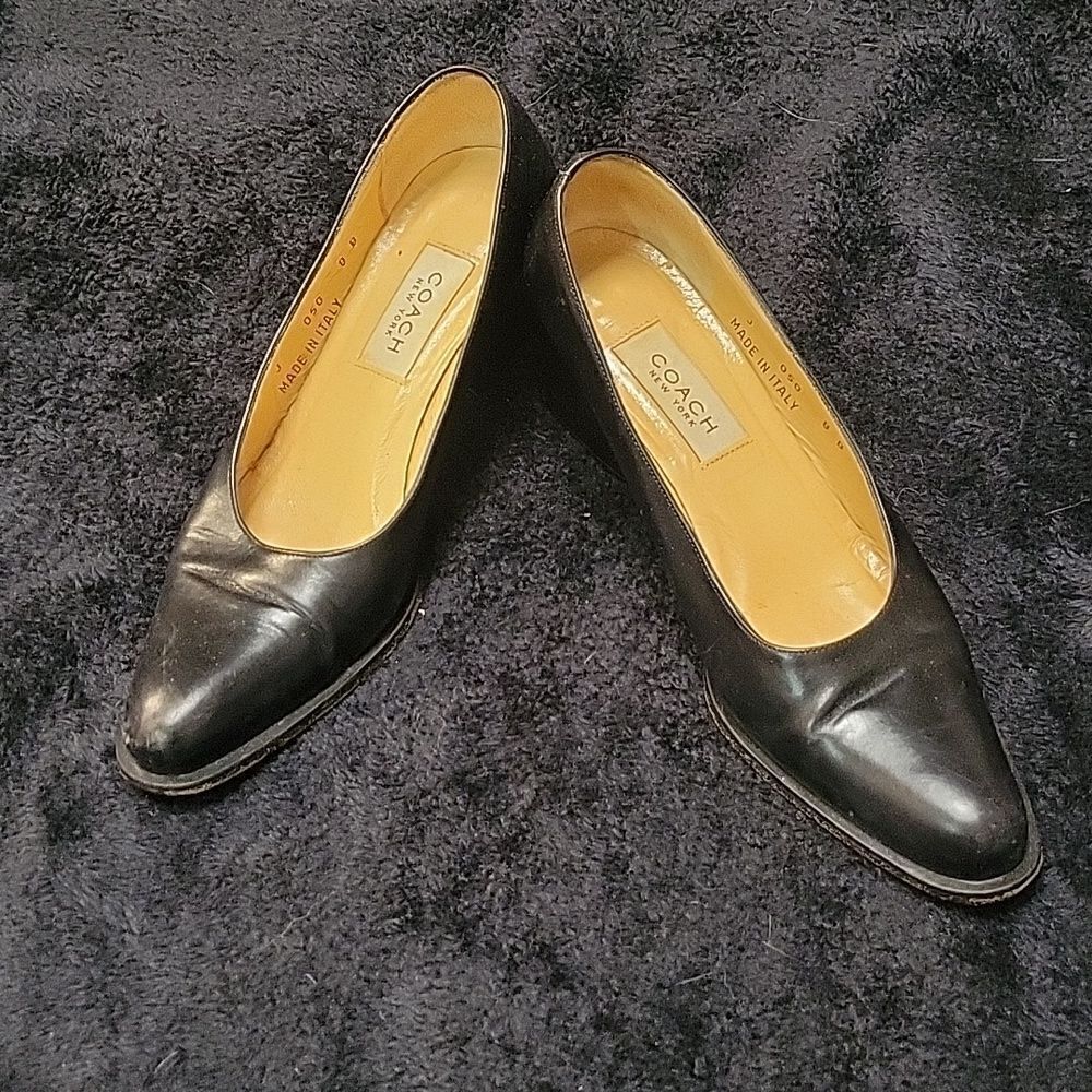 Coach vintage Black Leather Block Heels Size 8